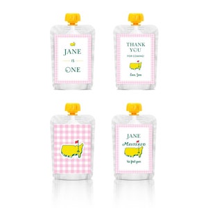 Plantilla de calcomanía para bolsa de golf, bolsas para niños pequeños, cuadros vichy rosas, primer año de maestría, The Masters, Let's Par-Tee, hoyo en uno, plantilla