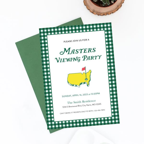 Masters Viewing Party Invitation, Golf Party, The Masters, Watch Party, Let's Par-Tee, Template, Editable, Digital Download