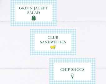 Blue Gingham Golf Buffet Card, Food Tent Place Card, Mastered First Year, Golf Birthday, Let's Par-Tee, Hole in One, Template, Editable