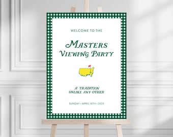 Masters Viewing Party Welcome Sign, The Masters, Watch Party, Golf, Let's Par-Tee, Template