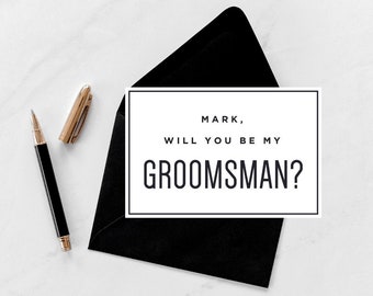 Groomsman Proposal Card, Best Man, Ring Bearer, Personalized, Will you be my Groomsman Card, Template, Editable, Digital Download