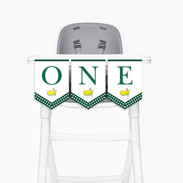 Dark Green Gingham High Chair Banner, Golf, Ready to Print, Mastered First Year, Golf Birthday, Let's Par-Tee, Hole in One, Instant Download