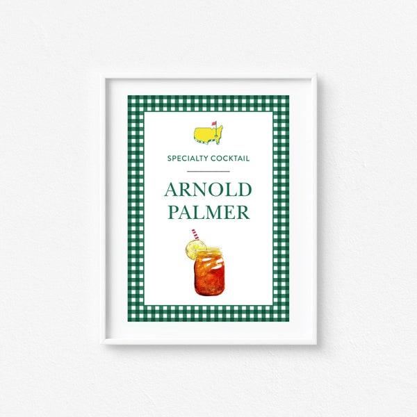Masters Specialty Drink Sign, Arnold Palmer, Masters Green, Mastered First Year, First Birthday, Golf, Let's Par-Tee, Hole in One