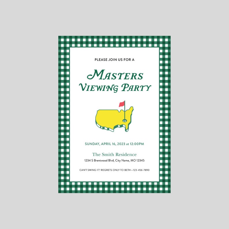 Masters Viewing Party Invitation, Golf Party, The Masters, Watch Party, Let's Par-Tee, Template, Editable, Digital Download image 8