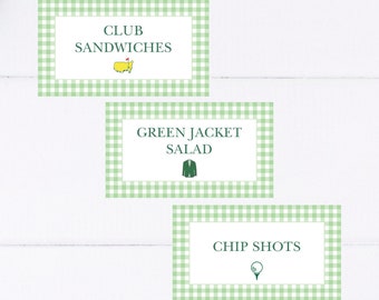 Green Gingham Golf Buffet Card, Food Tent Place Card, Mastered First Year, Golf Birthday, Let's Par-Tee, Hole in One, Template, Editable