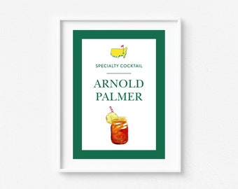 Signe de boisson de spécialité de golf, bordure solide, Arnold Palmer, signe de table, première année maîtrisée, maîtres, premier anniversaire, Let's Par-Tee, trou en un