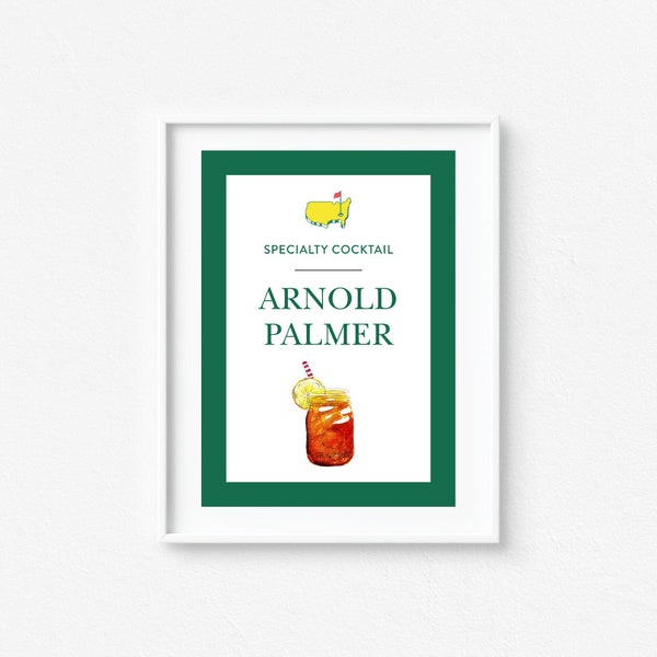 Golf Specialty Drink Sign, Solid Border, Arnold Palmer, Table Sign, Mastered First Year, Masters, First Birthday, Let's Par-Tee, Hole in One