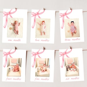Cartes Les filles veulent juste avoir un anniversaire, Photos d'étape importante du mois, Ma première année, Premier anniversaire, Noeud rose, Anniversaire de fille, Modèle