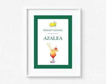 Golf Specialty Drink Sign, Solid Border, Azalea Cocktail, Table Sign, Mastered First Year, Masters, 1st Birthday, Let's Par-Tee, Hole in One