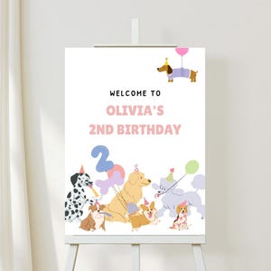Two Let The Dogs Out Welcome Sign, Second Birthday, Let&#39;s Paw-ty, Dog Sign, Puppy, 2nd Birthday, Toddler Birthday, Template