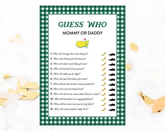 Masters Baby Shower Guess Who Game, Golf Baby Shower Game, Mommy or Daddy, The Masters, Sprinkle, Gender Reveal, Template