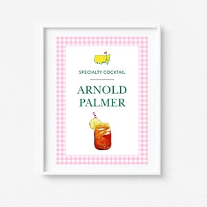 Masters Specialty Drink Sign, Arnold Palmer, Pink Gingham, Masters, Mastered First Year, First Birthday, Golf, Let&#39;s Par-Tee, Hole in One