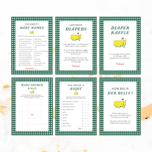 Masters Baby Shower Games, Golf Shower Games, 6 Game Bundle, Sprinkle Game Bundle, The Masters, Gingham, Template, Digital Download