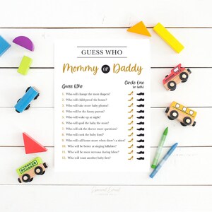Guess Who Mom or Dad Game, Gender Neutral, Black and Gold, Gender ...