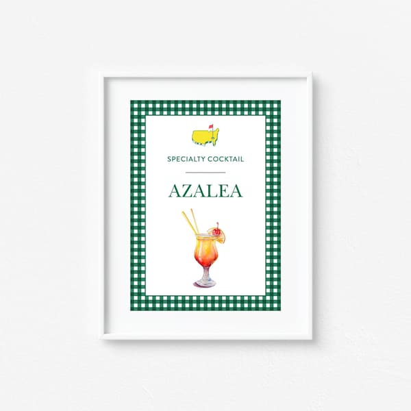 Masters Specialty Drink Sign, Azalea Cocktail, Masters Green, Mastered First Year, First Birthday, Golf, Let's Par-Tee, Hole in One