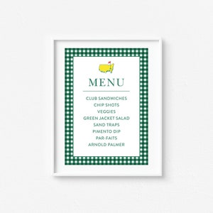 Golf Menü Schild, Masters Grün, Dunkelgrün Gingham, Tischschild, Mastered First Year, First Birthday, Golf Birthday, Par-Tee, Hole in One