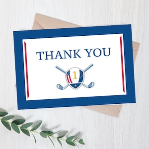 Sjabloon Ryder Cup-bedankkaart, eerste verjaardagsfeestje, Wild Ryde, Wild Ride, golf, Let's Par-Tee, hole In One, kinderverjaardag, sjabloon