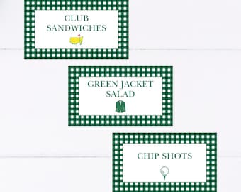 Dark Green Gingham Golf Buffet Card, Food Tent Place Card, Mastered First Year, Golf Birthday, Let's Par-Tee, Hole in One, Template