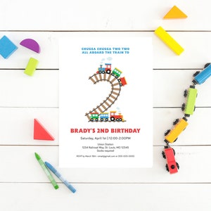 Chugga Chugga Two Two, Train Invitation, All Aboard, Second Birthday Invite, Chugga Chugga Choo Choo, Kids Birthday, Template, Editable