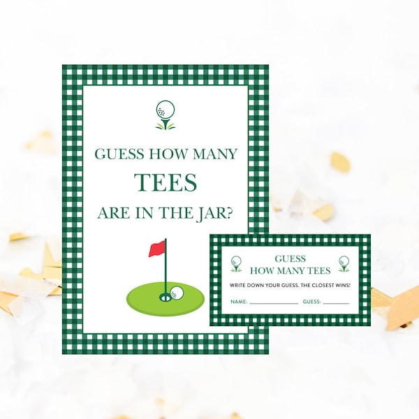 Golf Baby Shower Game, Guess How Many Tees, The Masters Baby Shower, Golf Tees, Sprinkle, Shower Game, Golf, Gingham, Template