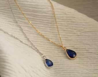 Sapphire Birthstone Teardrop Necklace (September)