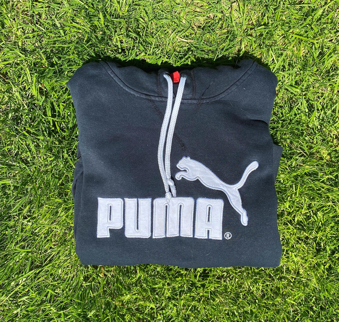 puma taped hoodie in black