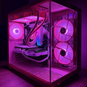 Pink Gaming PC – High Performance Desktop, RGB Lights, Cute Aesthetic Setup, Ideal for Streamers & Gamers