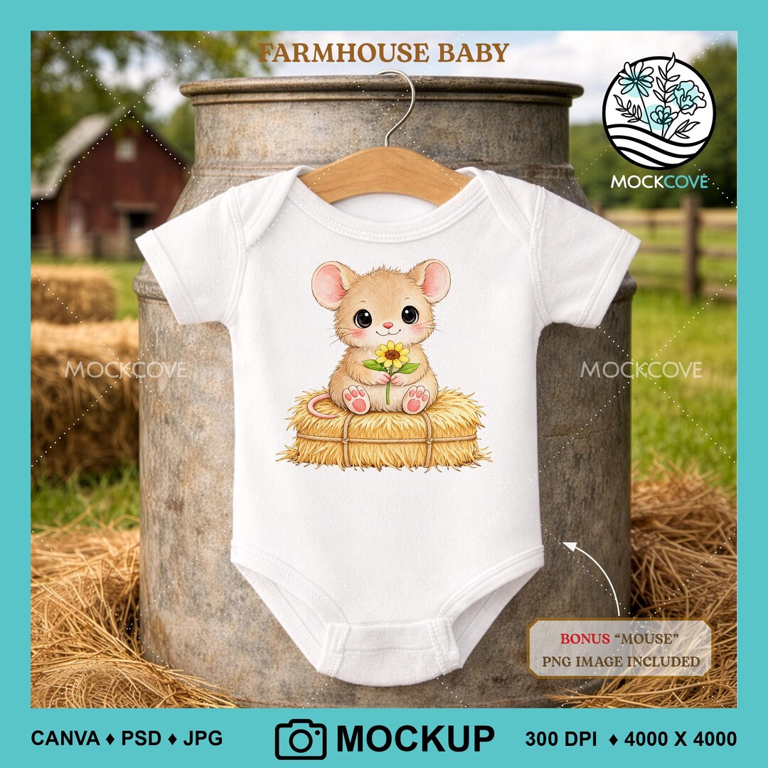 Rabbit Skins 4400 Baby Bodysuit Mockup, Farm Milk Can Onesie - Etsy
