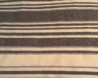 Vintage Wool stripe fabric Gray and off white stripe fabric 58” wide Wool scarf fabric Craft fabric