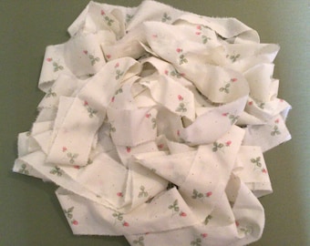 Hand torn fabric ribbon 2” or 1.5” hand torn ribbon Tiny rosebud ribbon Junk journals Slow stitching Crafts