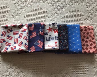 Six (6) Fat eighth/Fat quarter patriotic fabric bundle Fat quarter Americana fabric July 4th fabric Fat eighth Americana Craft fabric