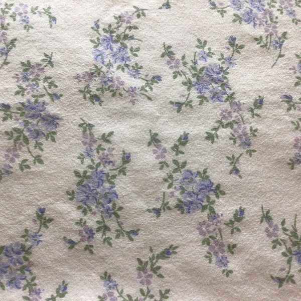 Vintage bed sheet fabric BTHY Fat quarter Torn ribbon Lavender flowers Snippets Junk journal fabric Slow stitching Country garden decor