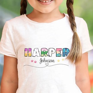 Nom personnalisé pour la rentrée des classes pour tout-petits T-shirt pour la première journée de l'école pour tout-petits T-shirt pour la maternelle avec le nom de Gabby, cadeau pour tout-petit, amoureux des chats