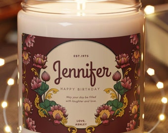Personalized Soy Candle Gift for Mom - Custom Birthday Scented Candle