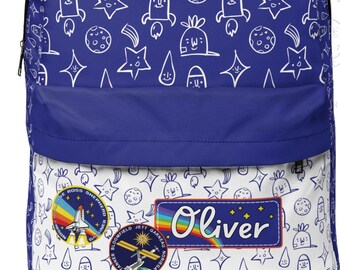 Personalisierter Astronauten Rucksack: Galaxie Schultasche, individueller Name