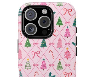iPhone Case coquette Christmas bows girly bold pink Case Samsung S25+