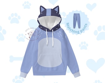 Halloween Blue Dog Costume Hoodie: Cosplay Nana Family Gift