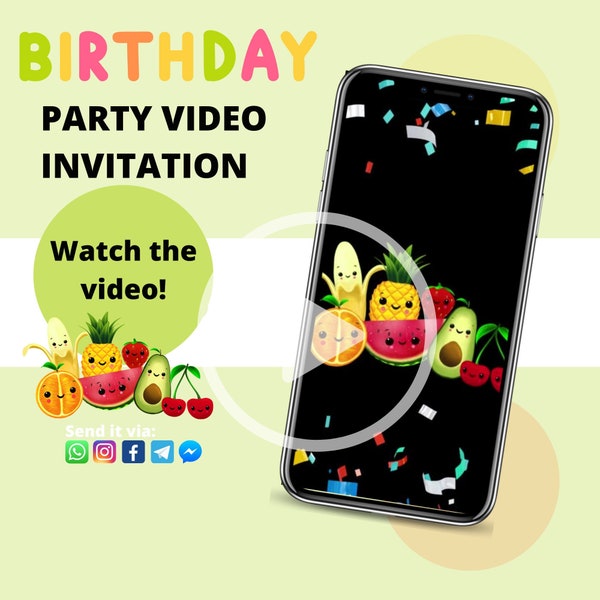 Hi Bear Invitation,Hi Bear Sensory Video Invitation, Hey Bhear Invite, Hi Bear Birthday, Fruits birthday