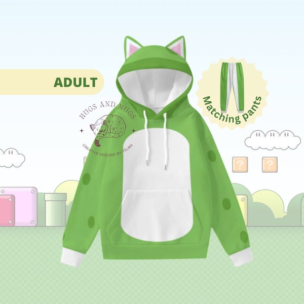 Halloween Costume Cat Luigi cosplay  Hoodie With  Ears gamer costume Mario cat costume