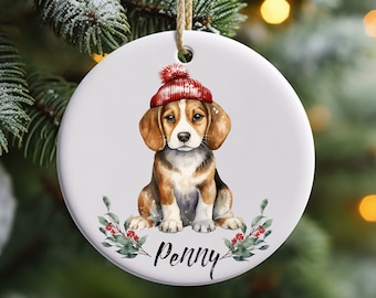 Adorno navideño personalizado para perro, adorno de cerámica conmemorativo para mascotas