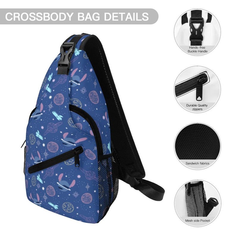 Bolso bandolera Stitch para el pecho, mochila de día para parques temáticos imagen 7