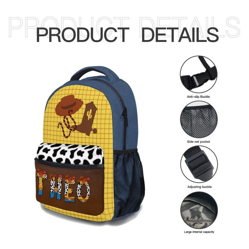 Woody Backpack Set 3PCS | Personalized School Bag, Insulated Lunch Bag & Pencil Case image 5