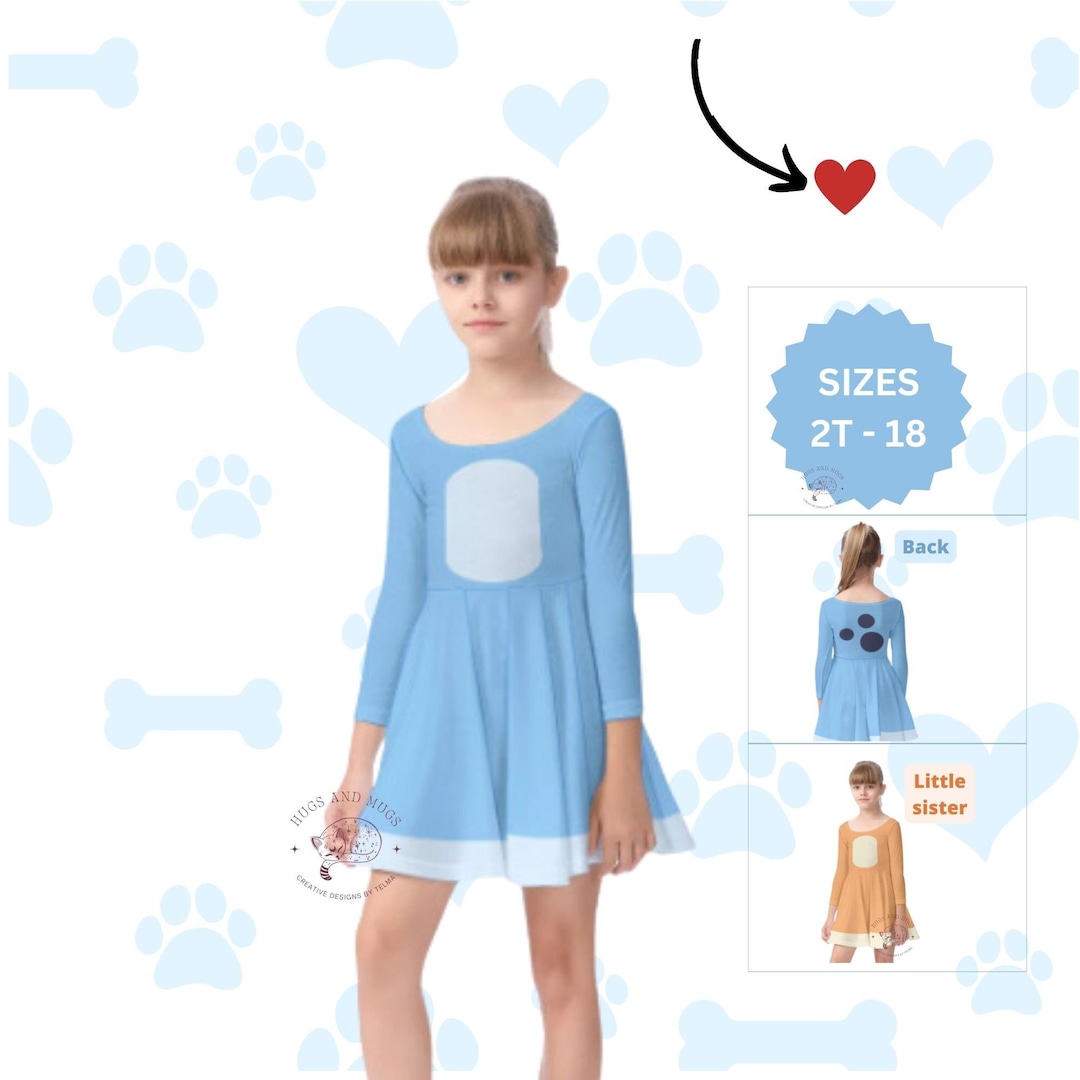 Blue Costume Blue Dog Sister Dog Costume Halloween Dog Costume Big Sister Orange Dog Little