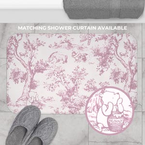 Kubuś Puchatek Różowy Francuski Toile Dziecięca Mata Kąpielowa Prezent Wystrój Przedszkola, Dziecięcy Dywanik Łazienkowy, Prezent Na Baby Shower, Postać Z Kreskówek Łazienka