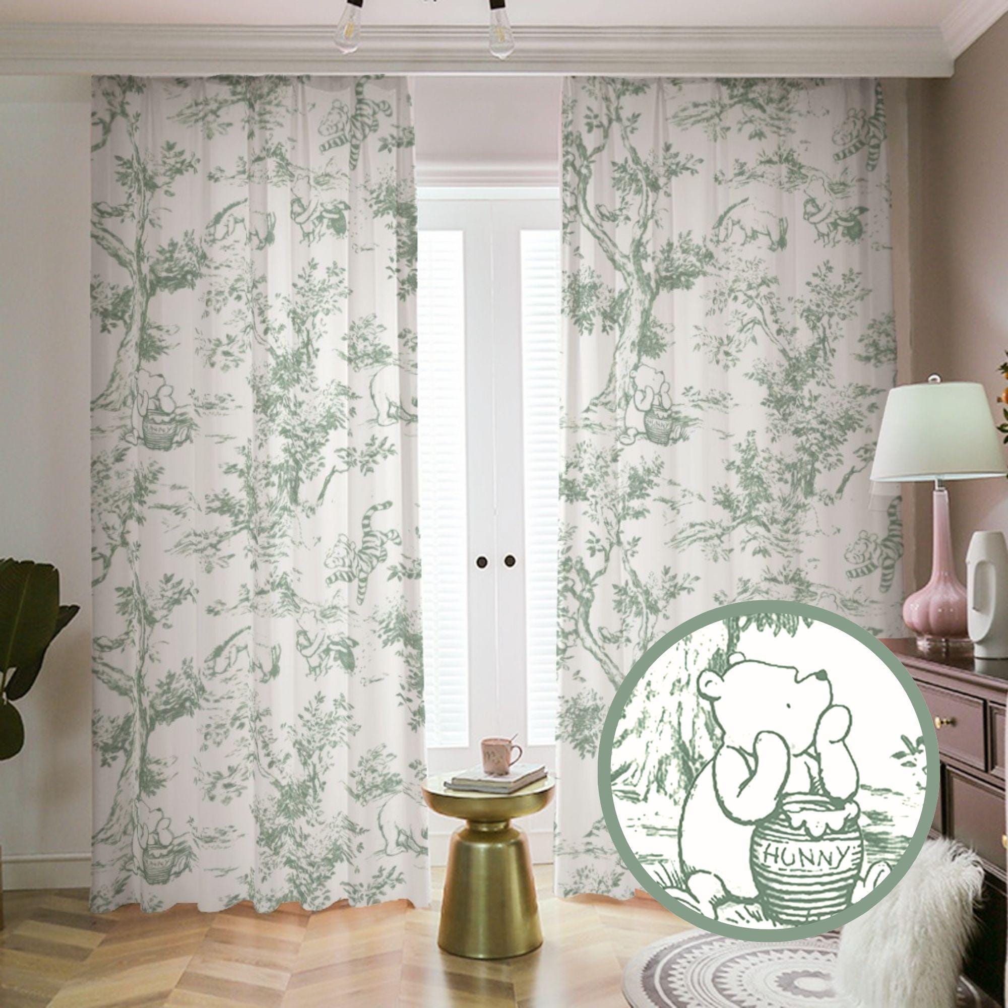 Winnie-the-Pooh Nursery Curtains: French Toile Blackout, Thermal
