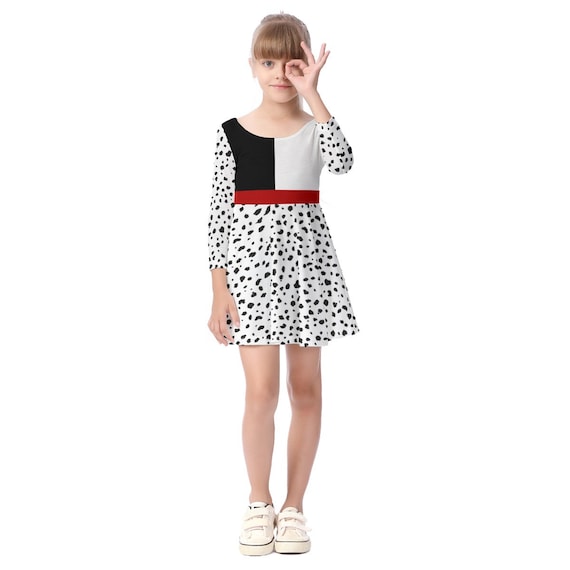 Dalmatian Costume Dress: Long Sleeve Kids Halloween Party Outfit