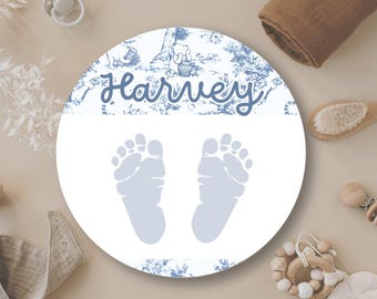 Winnie-the-Pooh Nursery Footprint Sign: Custom Baby Name Toile Decor