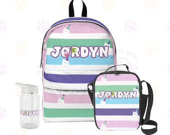 Personalisiertes Gabby Cat Schulset: Rucksack, Lunchbag & Trinkflasche