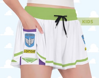 Buzz Running Shorts Marathon Space Ranger Halloween Costume Girls Shorts with Pockets