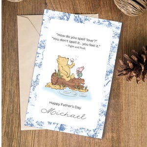Winnie-the-pooh Personalisierte Glückwunschkarte zum Vatertag Kundenspezifische Karte Papa Name Toile Postkarte individuell gestaltete Honigbären-Geburtstagskarte Geschenk